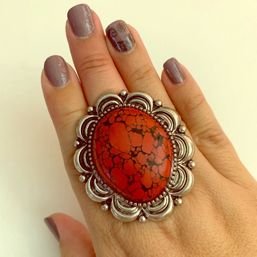 BIG Vintage Boho Red Ring